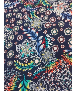 Granatowa elastyczna dzianina z fantazyjnym wzorem